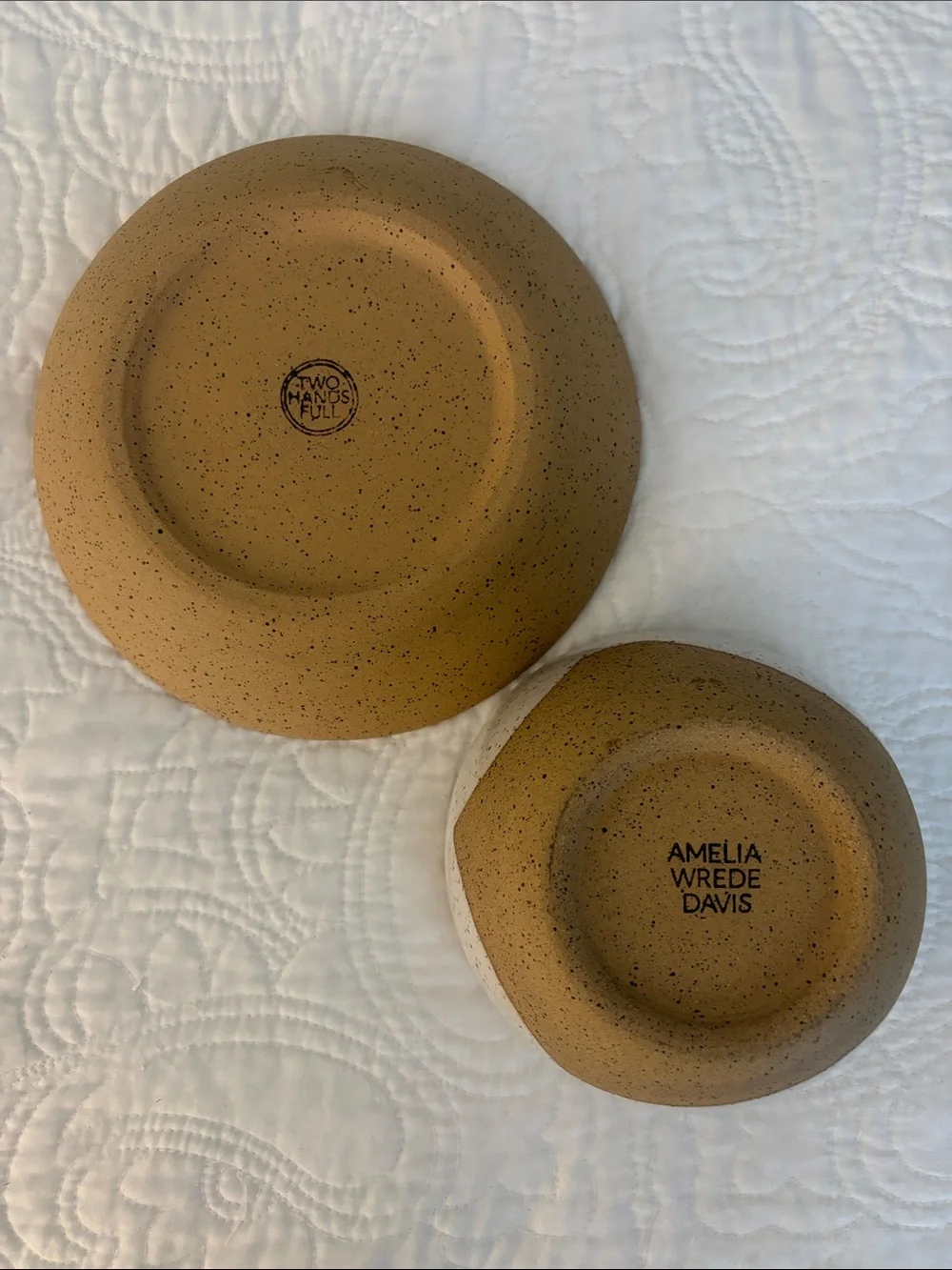 Handmade pottery bowl/plate set
